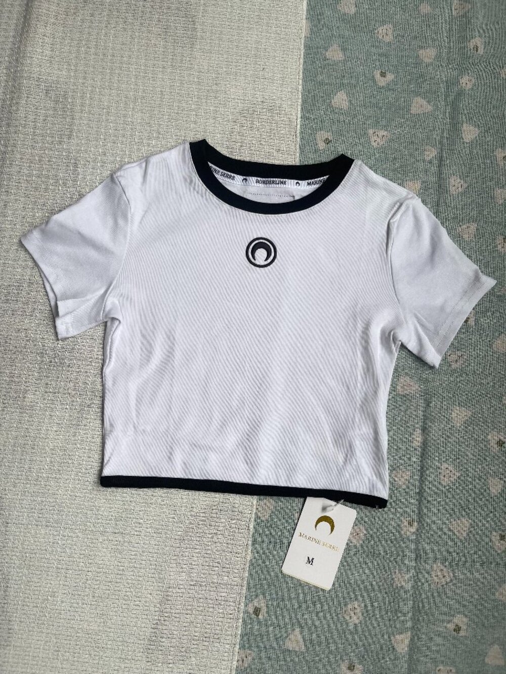 Marine Serre Moon-Logo Crop Top White